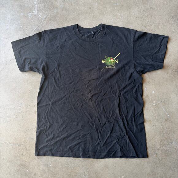 VINTAGE Y2K HARD ROCK HOTEL LAS VEGAS T-SHIRT FADED BLACK GRAPHIC FITS MENS XL - Picture 2 of 5